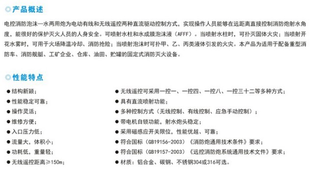 電控泡沫、水兩用消防炮產(chǎn)品介紹 電控泡沫、水兩用消防炮產(chǎn)品介紹