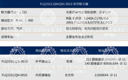 FLQ-1931/QW(QN)-0010系列取力器技術參數 FLQ-1931/QW(QN)-0010系列取力器技術參數